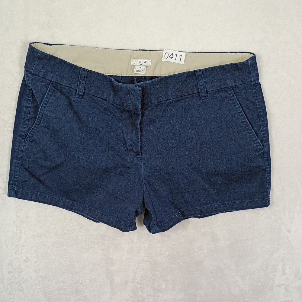 J.Crew‎ Chino Shorts Womens 6 Navy Blue Cotton Mid Rise Casual Preppy Summer